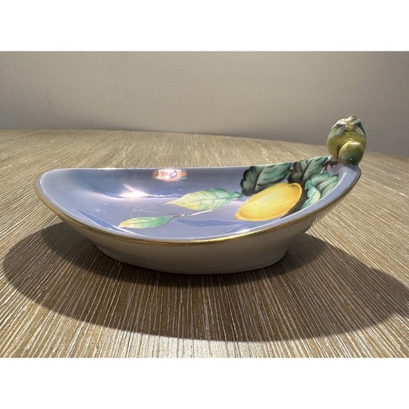 Rare Hand Painted Noritake Lusterware Lemon Design Art Nouveau Dish - Picture 5 of 12